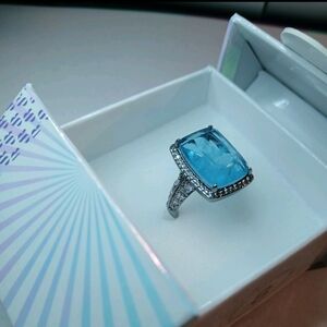 Bomb Party Mental Health- UV Color Changing Ring with Blue Gemstone Size 8